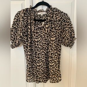 NWT Loft puff sleeve leopard print blouse